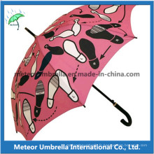 Fashion Printing Staight Automatique Open Ladies Women Umbrella